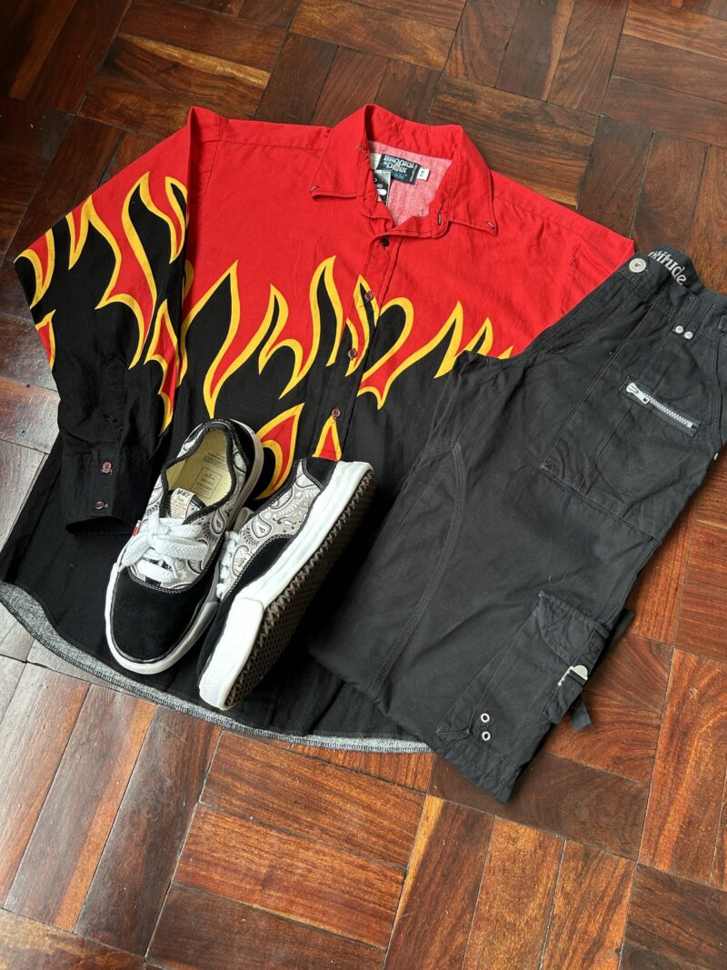 Vintage Fire Flames Shirt (L) - Image 3