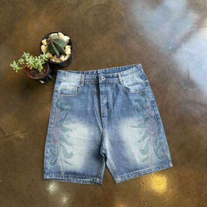 Rhinestone Denim Jorts 34