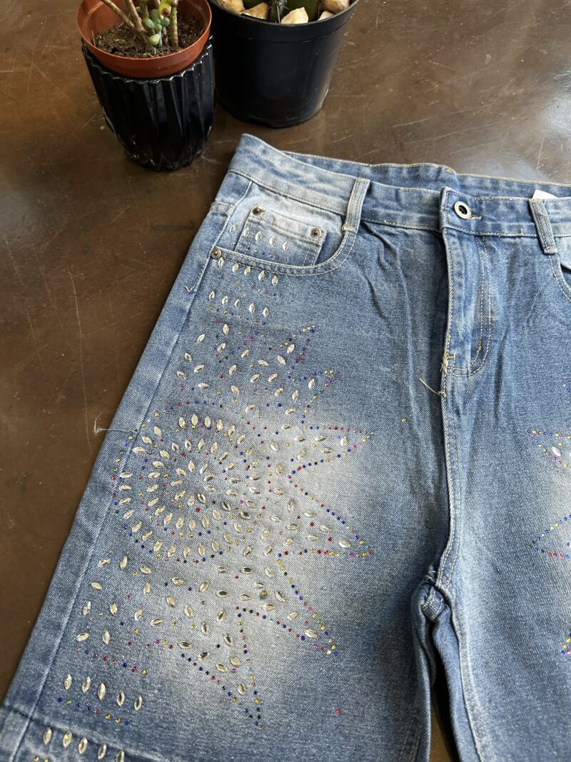 Rhinestone Denim Jorts - 32/34 - Image 2