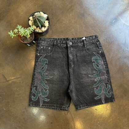 Denim Rhinestone Jorts - 32/36