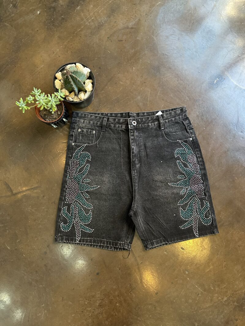Denim Rhinestone Jorts - 32/36