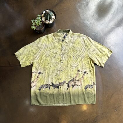 Vintage African Jungle Short Sleeve Shirt - XL